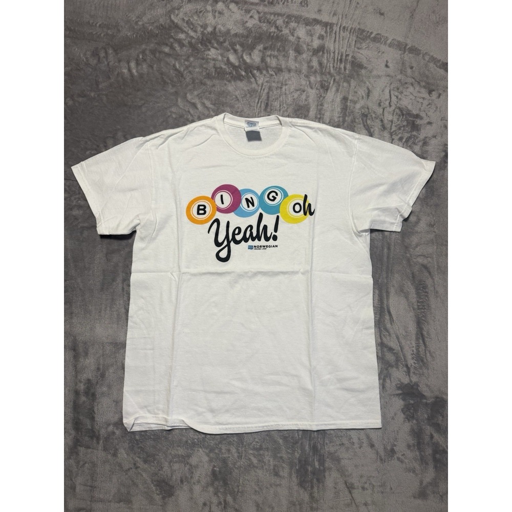 Delta T-Shirt Mens L White Norwegian Cruise Line Bingo Oh Yeah Graphic‎ Tee